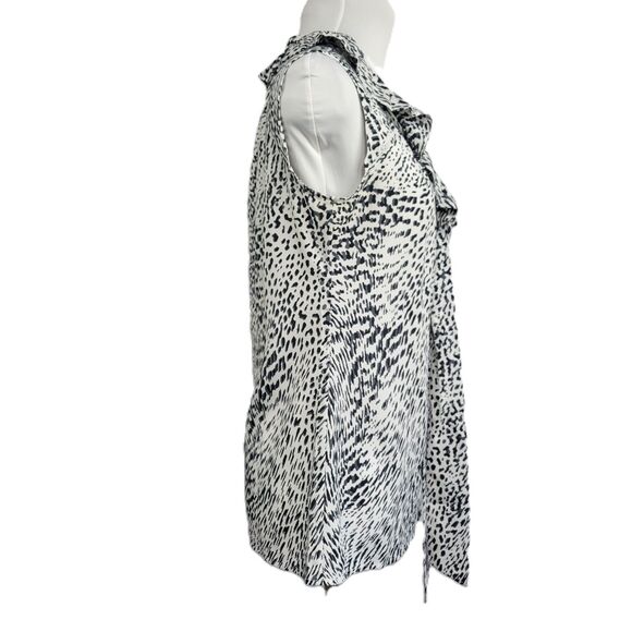 Banana Republic animal print ruffle bow sleeveless top Small - Picture 2 of 8